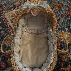American Girl Bitty Baby 1995 Lullaby Moses Wicker Basket Rare HTF All Pieces